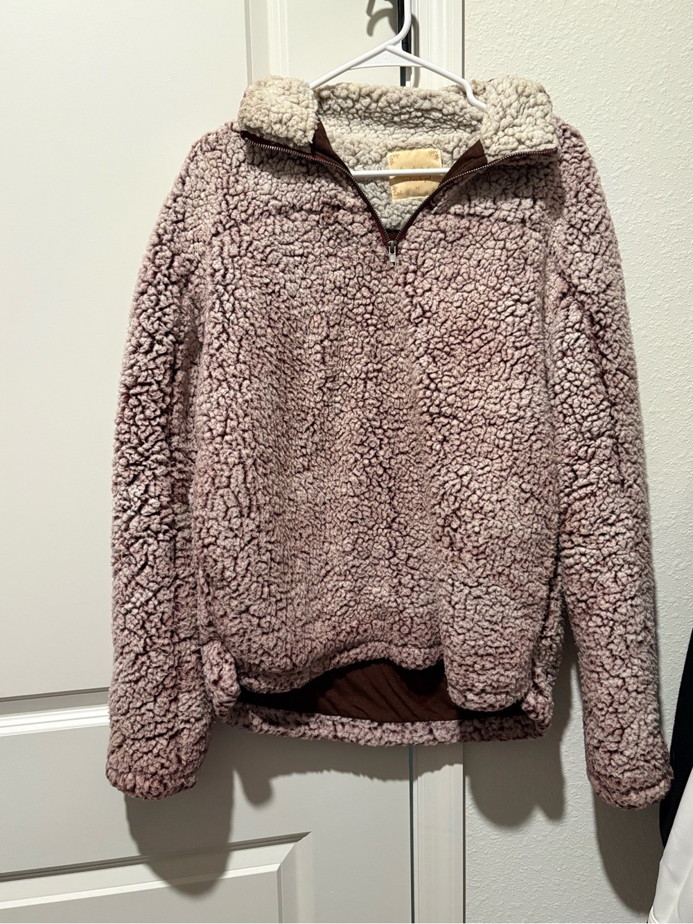 Altar'd State Dusty Rose Sherpa Quarter-Zip Pullover